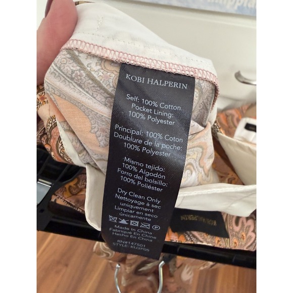 Kobi Halperin Wide Leg Pants 10 Orange Brown Paisley Crop High Rise - Picture 5 of 7